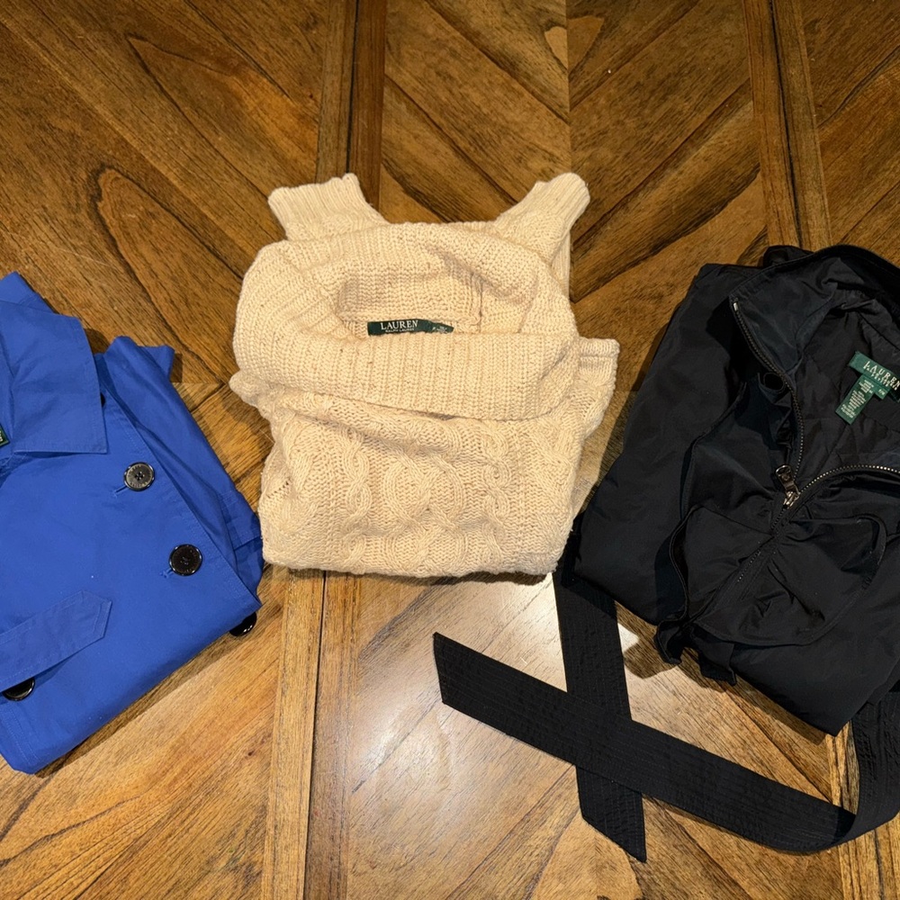 (3) ralph lauren jacket/sweater package deal lot,size petite medium